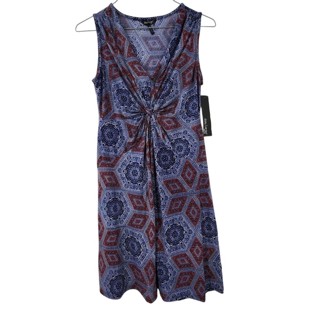 Daisy Fuentes Petite Geometric V-Neck Dress - Size Small